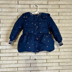 Nautica Girls Navy Gold Star Puffer Jacket Fleece Lined 2T